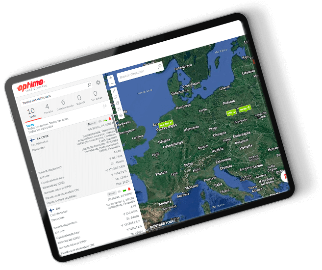Detalle de la app de GPS tracking con la que realizar una gestión de flotas.