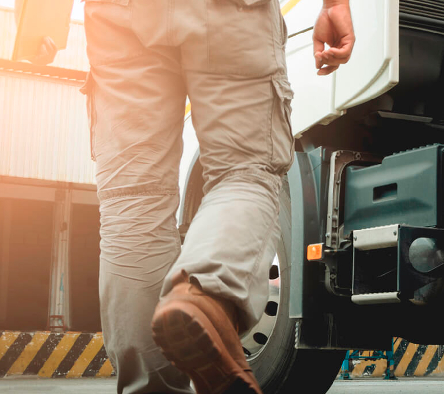 Truck driver carrying documentation relating to the European Minimum Wage.