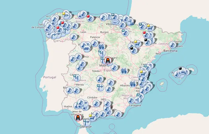 Aspecto general del mapa de restricciones vehículos pesados y tráfico