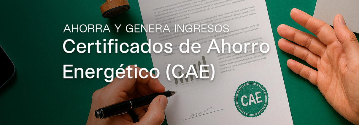 Persona firmando documento con sello de CAE, relacionado con la gestión de certificados de ahorro energético en entornos empresariales